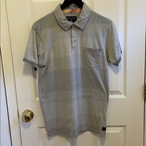 Billabong men’s short sleeve polo. Grey, small